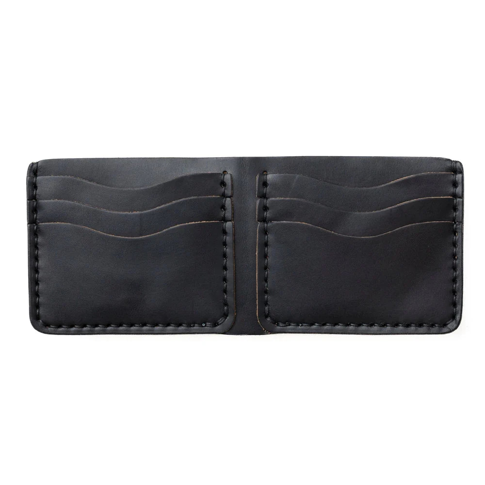 Minimalist Genuine Leather Bi-Fold Wallet with Contrast Stitching